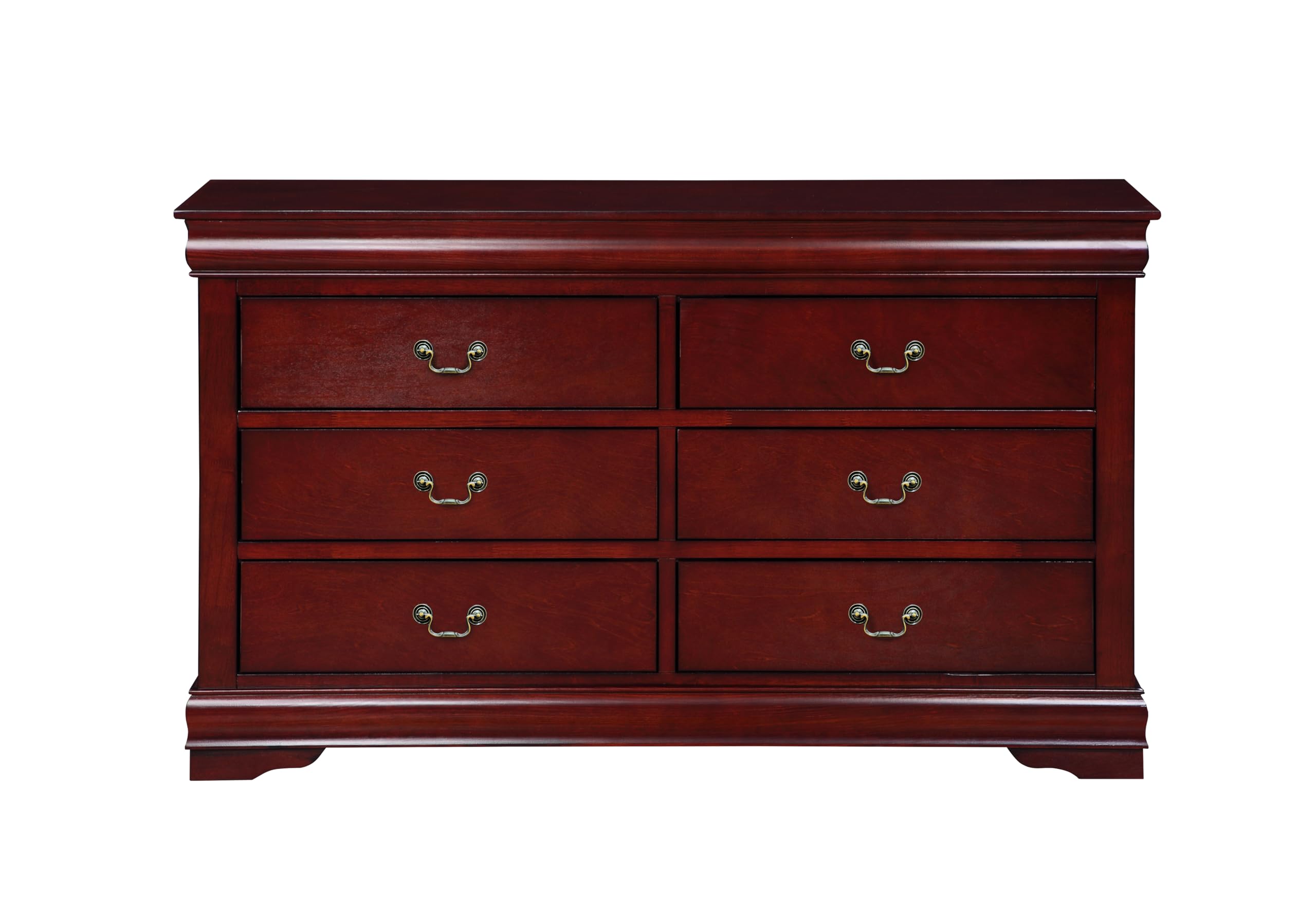 Louis Philippe Rectangular Wood 6-Drawer Dresser in Cherry