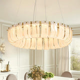 20" Gold Crystal Chandelier,Dimmable LED Ring Light for Dining Room, Bedroom