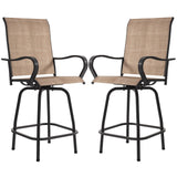 Outdoor Swivel Bar Stools Set of 2, Premium Patio Bar Stools, Textilene Bar Height