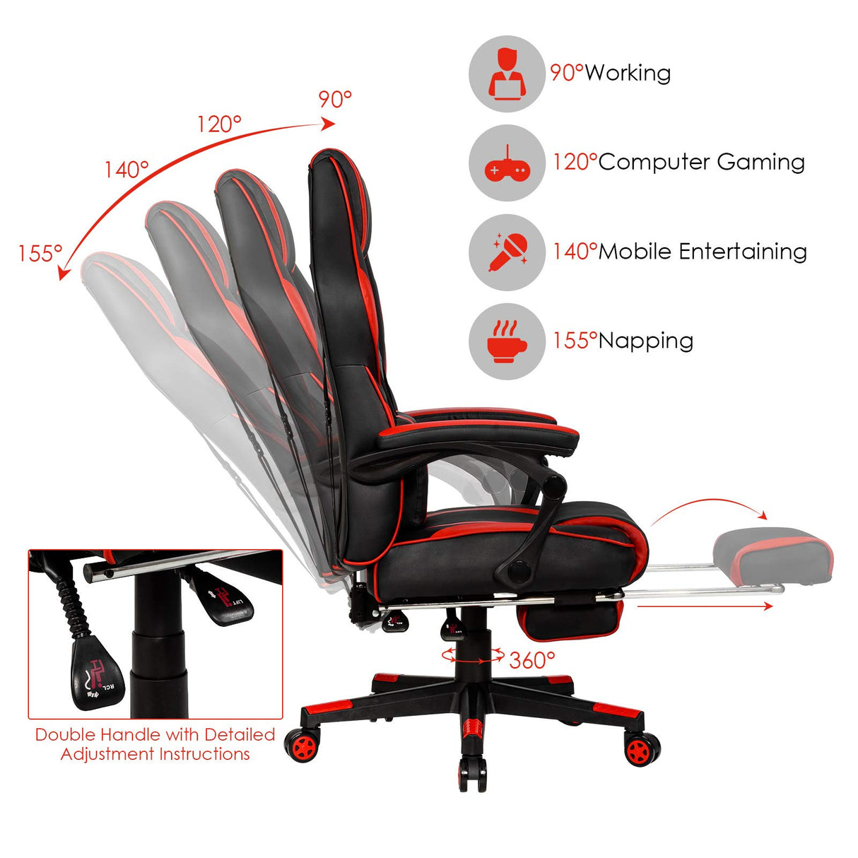 Gaming Chair Adjustable High Back PU Computer Chair