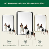 Black Framed Mirrors for Bathroom,40 x 32 Inch Rounded Conner Rectangle Mirror for Wall,