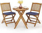 3Pcs Patio Bistro Set, Wood Folding Table Set