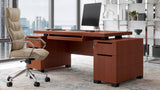 Furniture 79" Modern Ford Executive Desk with Filing Cabinets - Light Wood