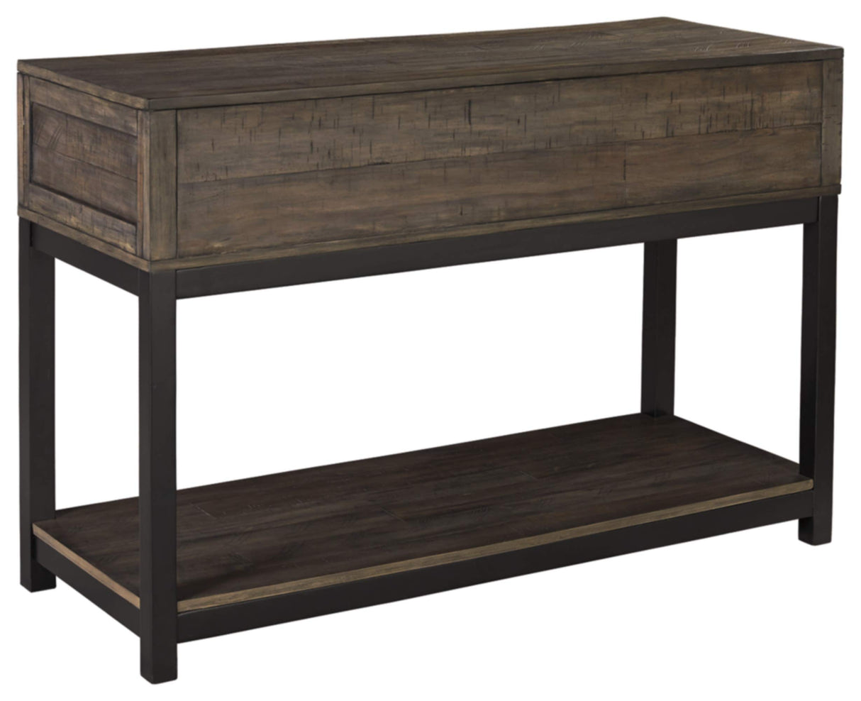 Johurst Rustic Rectangular Sofa Table with Two Drawers and Fixed Lower Shelf, Brown