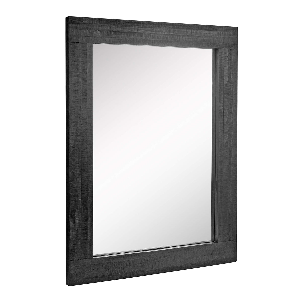 24" x 18" Rectangle Black Wood Frame Wall Mirror with Attached Hanging Brackets