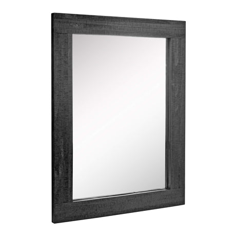 24" x 18" Rectangle Black Wood Frame Wall Mirror with Attached Hanging Brackets