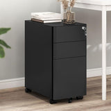 3-Drawer File Cabinet, Lockable Mobile Filing Cabinet for A4/Letter/Legal Size Folder