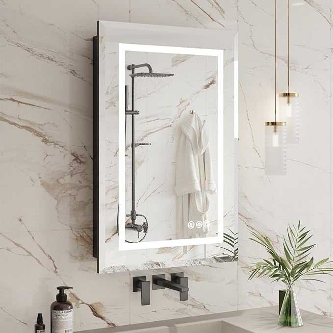 Medicine Cabinet, 16X24 Inches LED Mirror Cabinet for Bathroom, Lighted Bathroom Cabinet