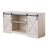 TV Stand, Storage Cabinet with Sliding Barn Doors and Adjustable Shelves, Modern 28”H,