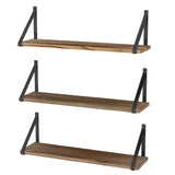 Bora Floating Shelves for Wall, 24"x6" Bathroom Storage Shelves, Rustic Wood Shelf Set