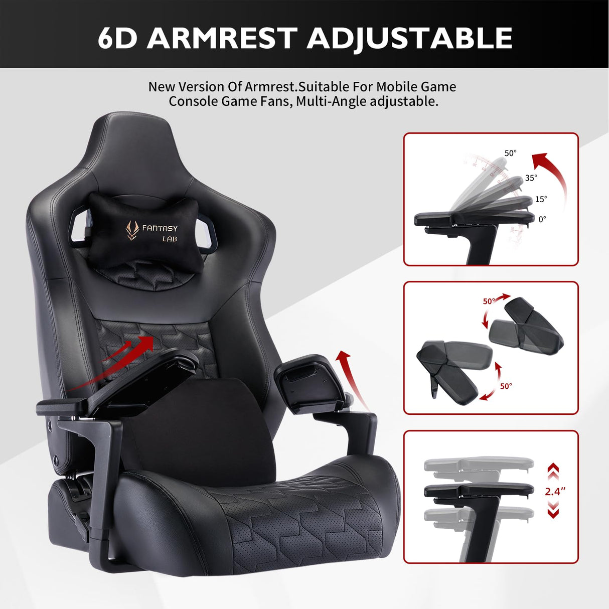 Big and Tall Gaming Chair Gaming Chair 450lbs with 6D Flip-up Armrests