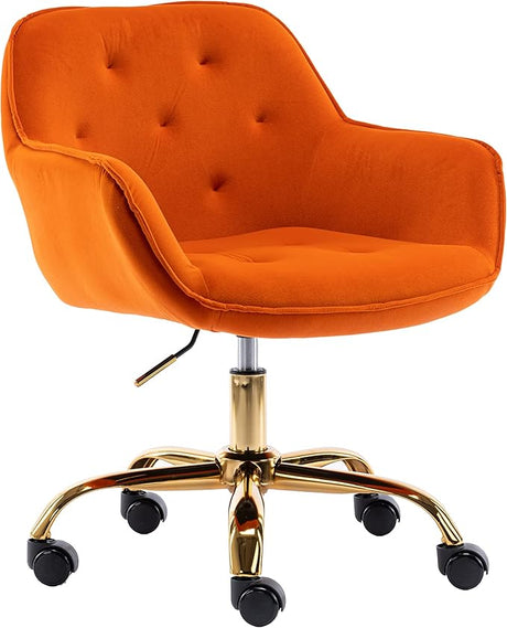 Comfy Home Office Task Chair with Wheels, Cute Modern Upholstered Velvet Back