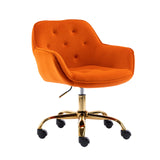 Comfy Home Office Task Chair with Wheels, Cute Modern Upholstered Velvet Back Adjustable Swivel Vanity Desk Chair,