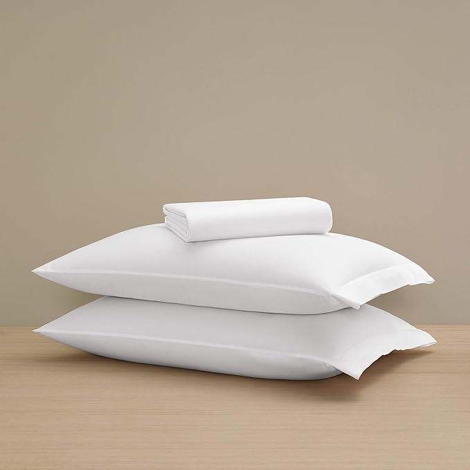 Sateen Simple Sheet Set (California King) - Luxury All-White Bedding Sheet Set/Includes