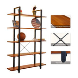 Industrial Bookshelf, USA Grown Hardwood, Real Wood Bookshelves, Modern Open Rustic Bookcase, Storage Shelf, Display Shelf, Poplar Solid Wood-5 Tier Shelf
