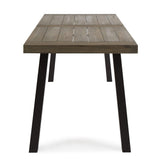 Della Outdoor Acacia Wood Dining Table with Metal Legs, Grey