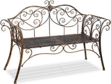 Bronze Metal Garden Bench Chair 2 Seater for Garden, Yard, Patio, Porch and Sunroom
