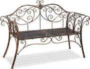 Bronze Metal Garden Bench Chair 2 Seater for Garden, Yard, Patio, Porch and Sunroom