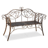 Bronze Metal Garden Bench Chair 2 Seater for Garden, Yard, Patio, Porch and Sunroom