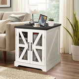 2PCS Farmhouse End Table, 24" Large Sofa Side Table with Charging Station