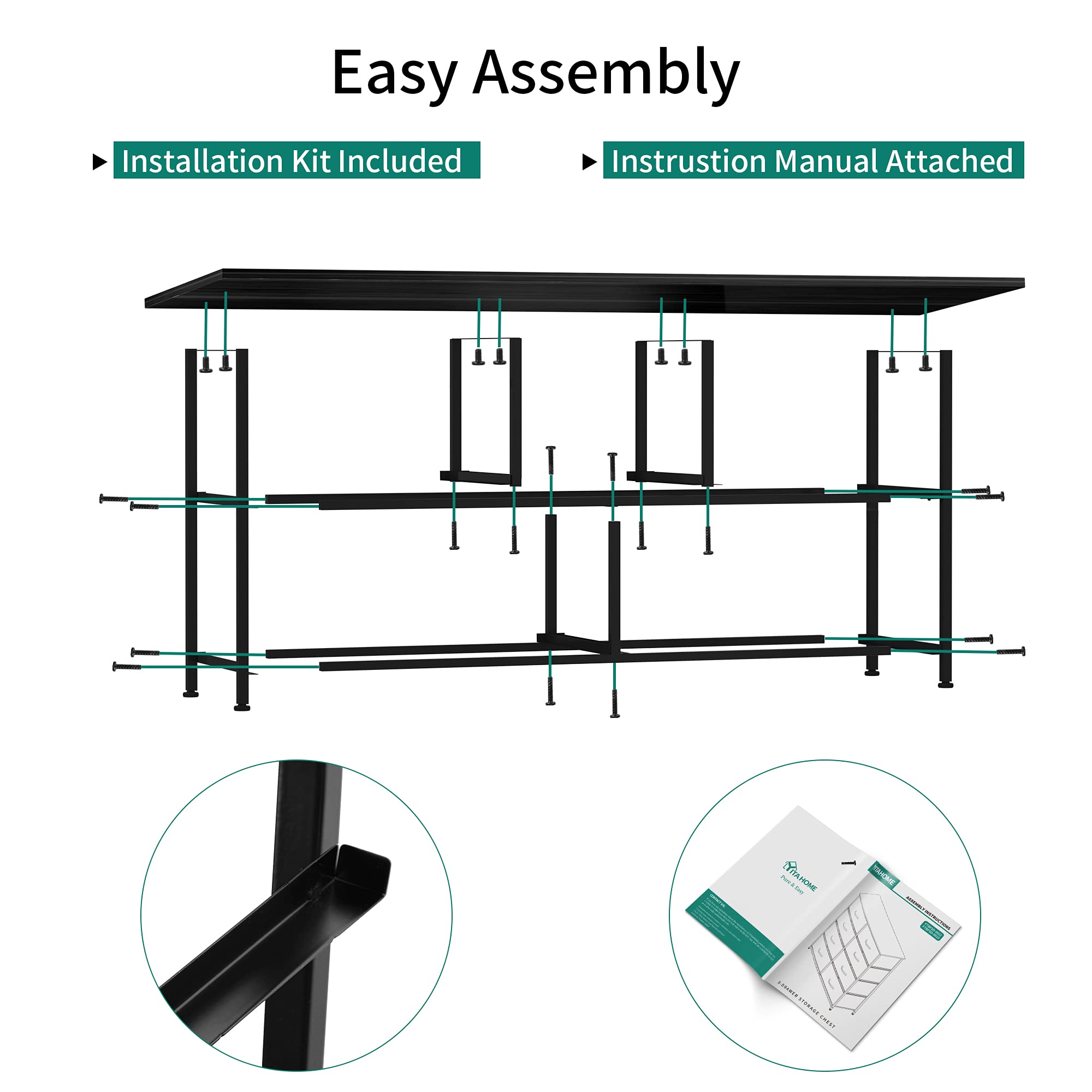 5 Drawer Dresser - Fabric Storage Tower, Organizer Unit for Bedroom