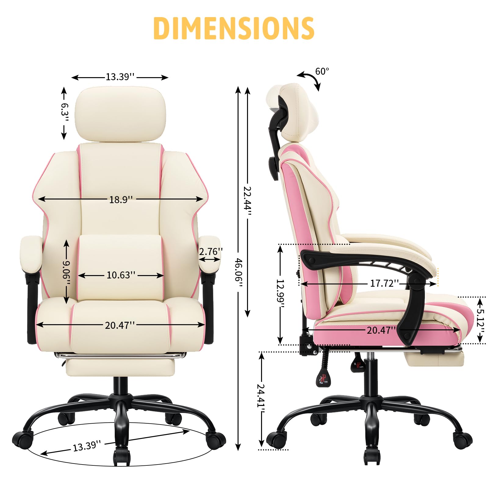 Ergonomic Office Chair with Footrest - Adjustable Headrest & Lumbar Support