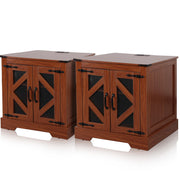 24'' Wood Night Stand Set of 2, Mid Century Modern Nightstand with Charging Station,