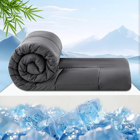 Cooling Comforter Queen Rayon Derived from Bamboo for Hot Sleeper-Luxury Down