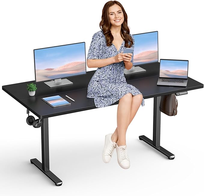 Adjustable Standing Desk Electric Sit to Stand Up Desk 48"× 24" Memory Small Home Office Desk with Quiet Motor, Black (Black, 48 * 24 Inch)