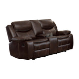 Manual Double Glider Reclining Loveseat, Dark Brown