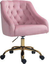 Comfy Home Office Task Chair with Wheels, Cute Modern Upholstered Velvet Seashell Back Adjustable Swivel Vanity Desk Chair,