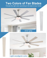 62 inch Ceiling Fans with Lights and Remote Control, Modern Brushed Nickel Ceiling