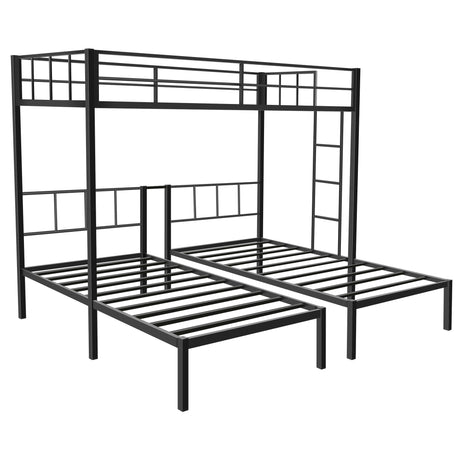 Metal Triple Bunk Bed for 3, Twin Over Twin Over Twin Bunk Beds with Built-in Ladders, Separates into 3 Twin Beds for Teens, Adults, No Box Spring Needed, Black