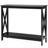 Console Table 2-Tier with Storage Shelf,X-Design Bookshelf Narrow Accent Table