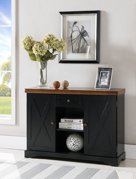 Wood Buffet Cabinet Console Table, Black / Walnut