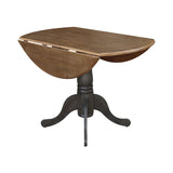 42 Inch Dual Drop Leaf Dining Height Table, Hickory/Washed Coal.