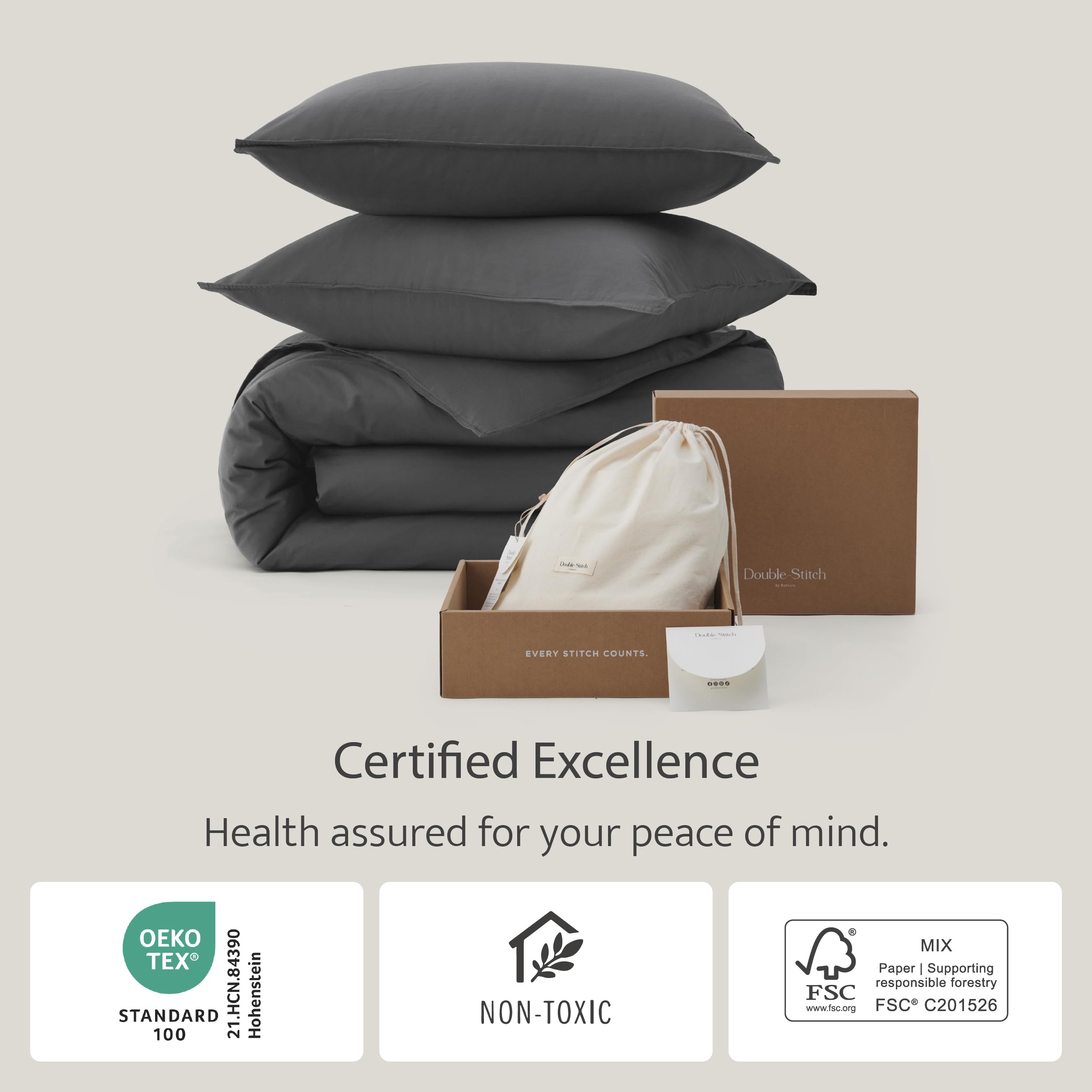 Cashmere Cotton Duvet Cover Set - King Size Luxury Bedding with Button Closure