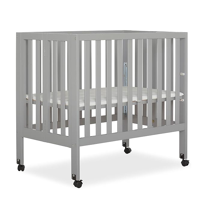 Jett Non-Full Size Folding Convertible Crib, Lightweight Portable Crib, Three Adjustable