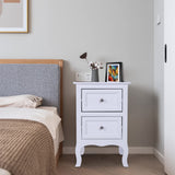 White Nightstand Set of 2. Farmhouse End Side Table Set of 2 Bedside Nightstands Chest