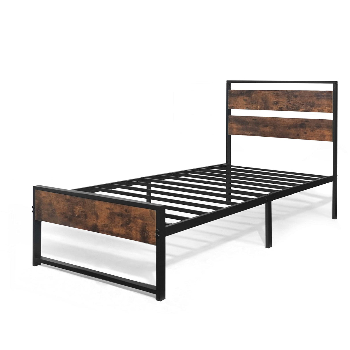 with Wooden Headboard and Footboard, Metal Platform Bed with Premium Steel Frame,