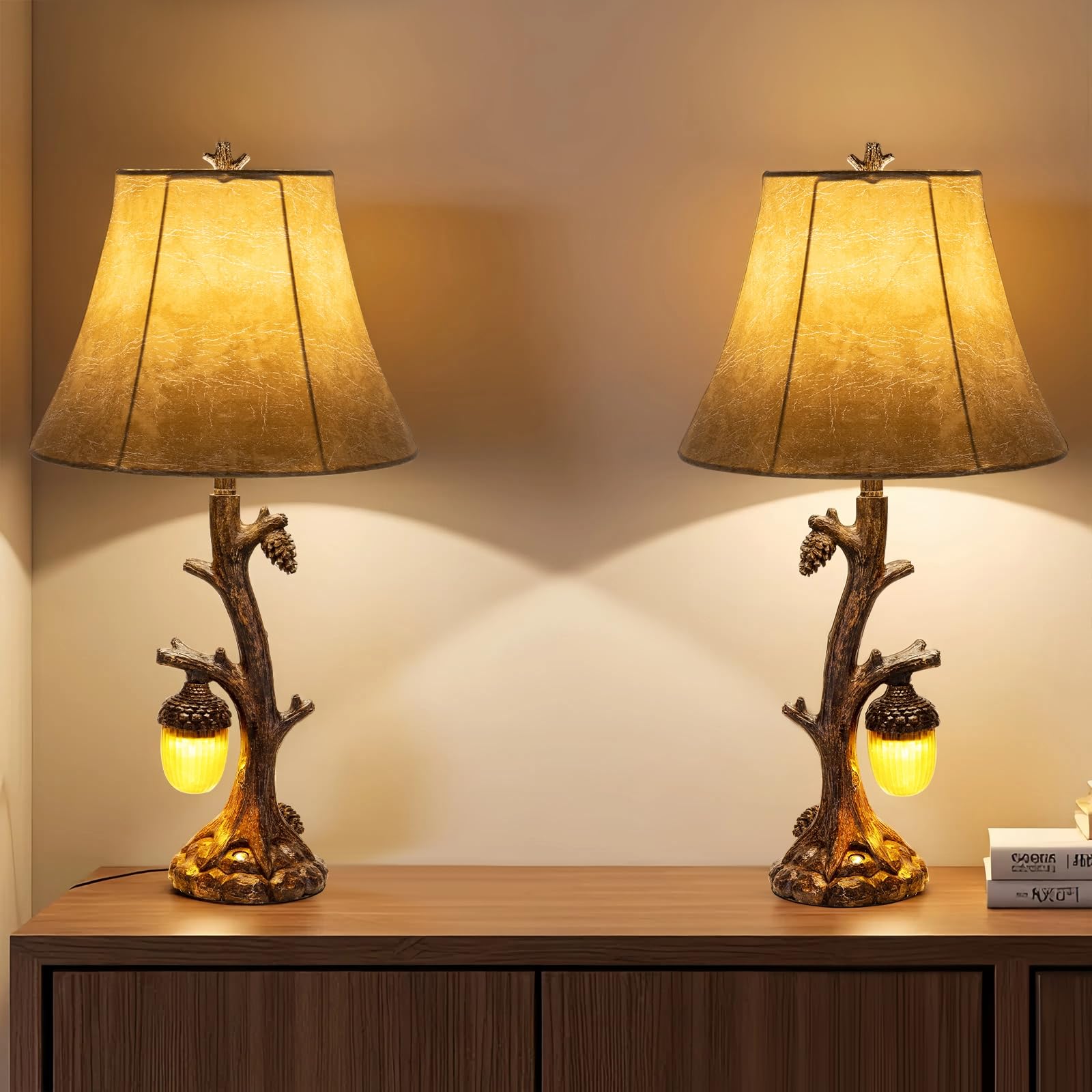 Vintage Rustic Table Lamp with USB Charging & 3-Level Brightness