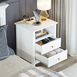 Nightstand with Charging Station, Night Stands with 2 Drawers for Bedroom