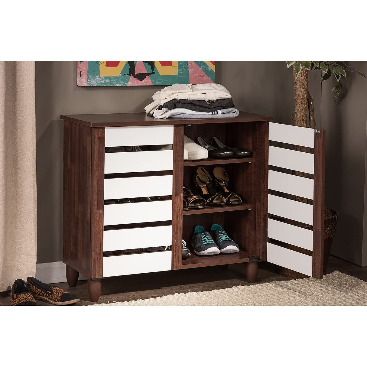 Gisela 2-Door Shoe Storage Cabinet, Brown (118-6518-HiT)