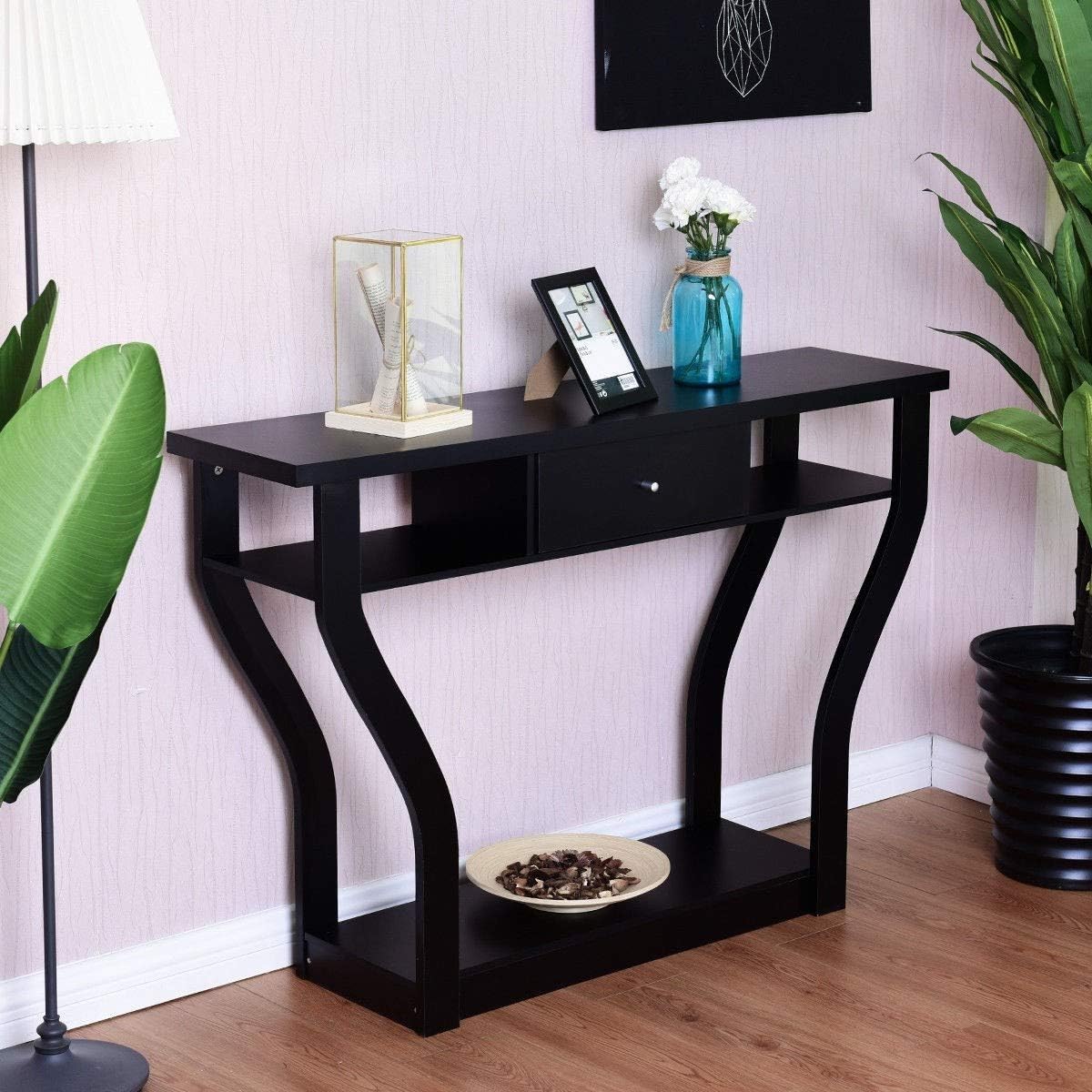 47" Wooden Entryway, Accent Cosole Tables Table with Drawer and Shelf