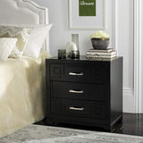 Raina Three Drawer Greek Key Night Stand, 0, Navy