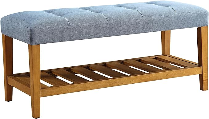 Charla Bench in Beige and Oak