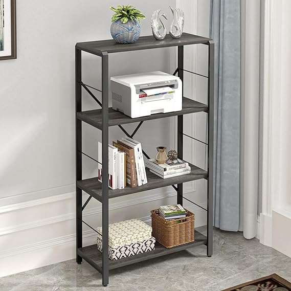 Small Bookshelf, 3 Tier Rustic Book Shelf with Storage, Industrial Low Short Bookcases