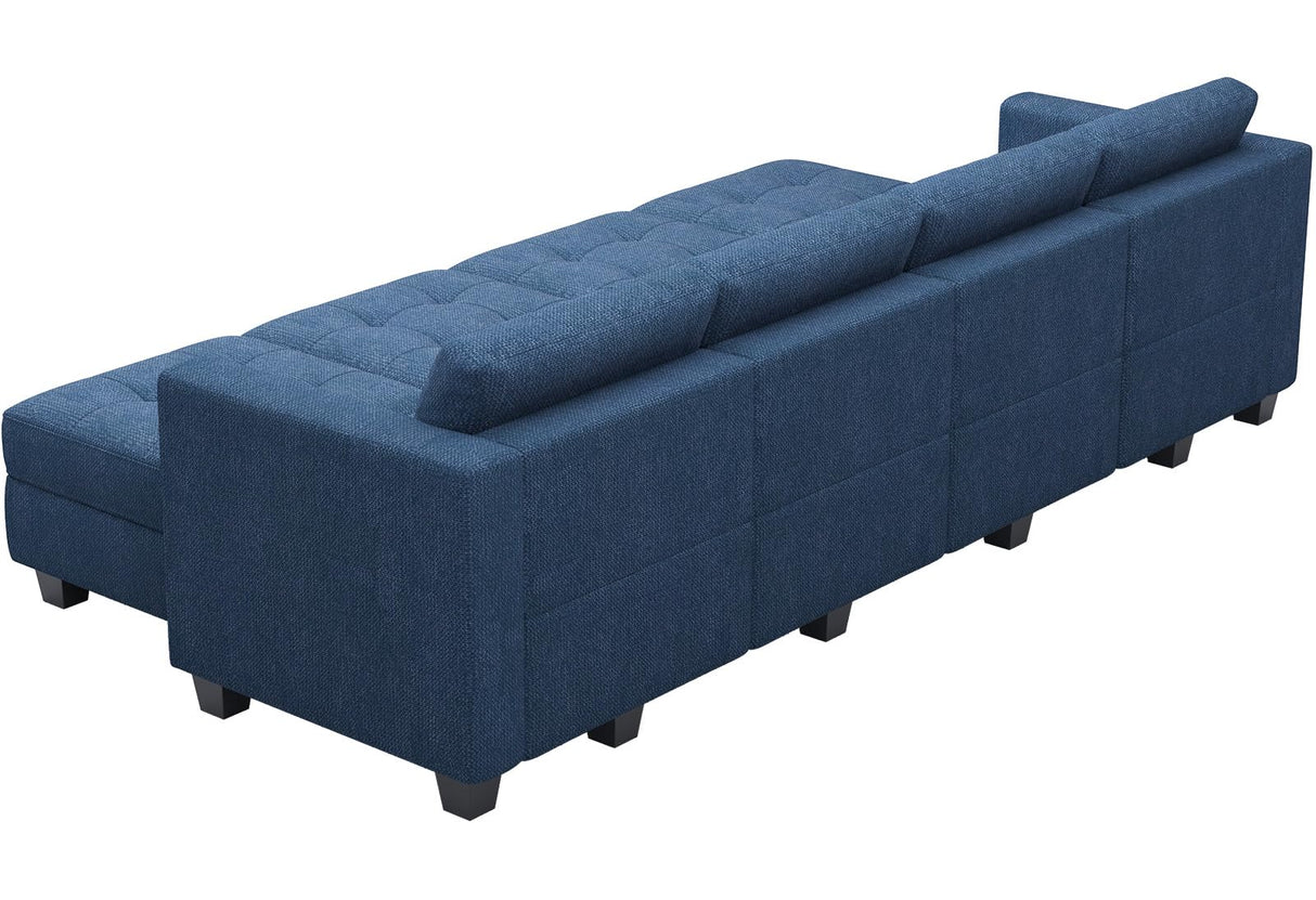 Storage Modular Sleeper Sofa Sectional Couch with Wide Chaises Convertible Sectional