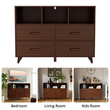 Dresser TV Stand for Bedroom, TV Console Table with 4 Drawers & 3 Open Shelves for 50" TV