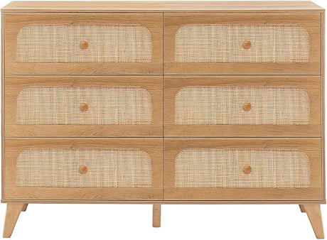 3 Drawer Dresser,Rattan Dresser for Bedroom, Mid-Century Modern Nightstands